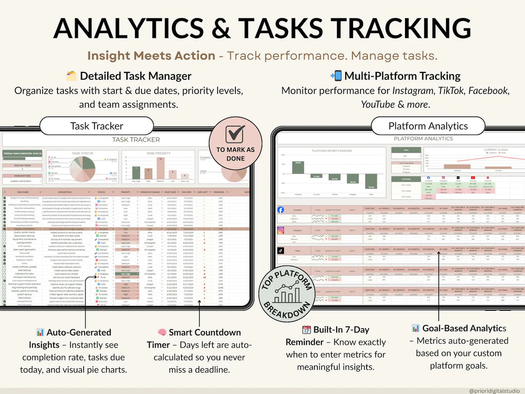 Content Planner Social Media Calendar Spreadsheet Monthly Content Tracker Social Media Posting Instagram TikTok Google Sheets Excel Template