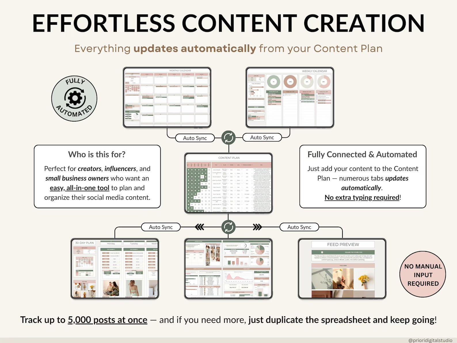 Content Planner Social Media Calendar Spreadsheet Monthly Content Tracker Social Media Posting Instagram TikTok Google Sheets Excel Template